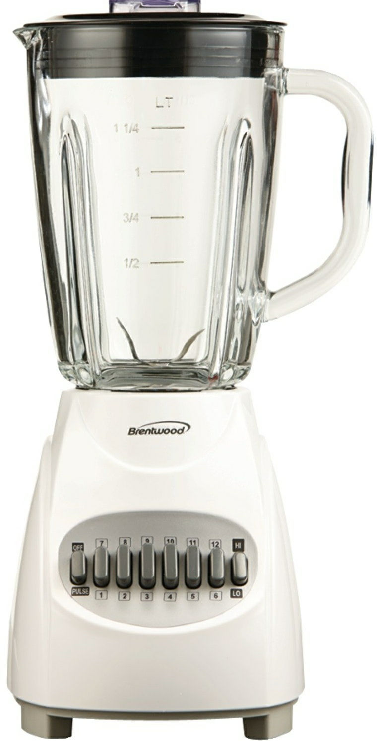 Brentwood JB-920W 12 Speed Blender With Glass Jar - White