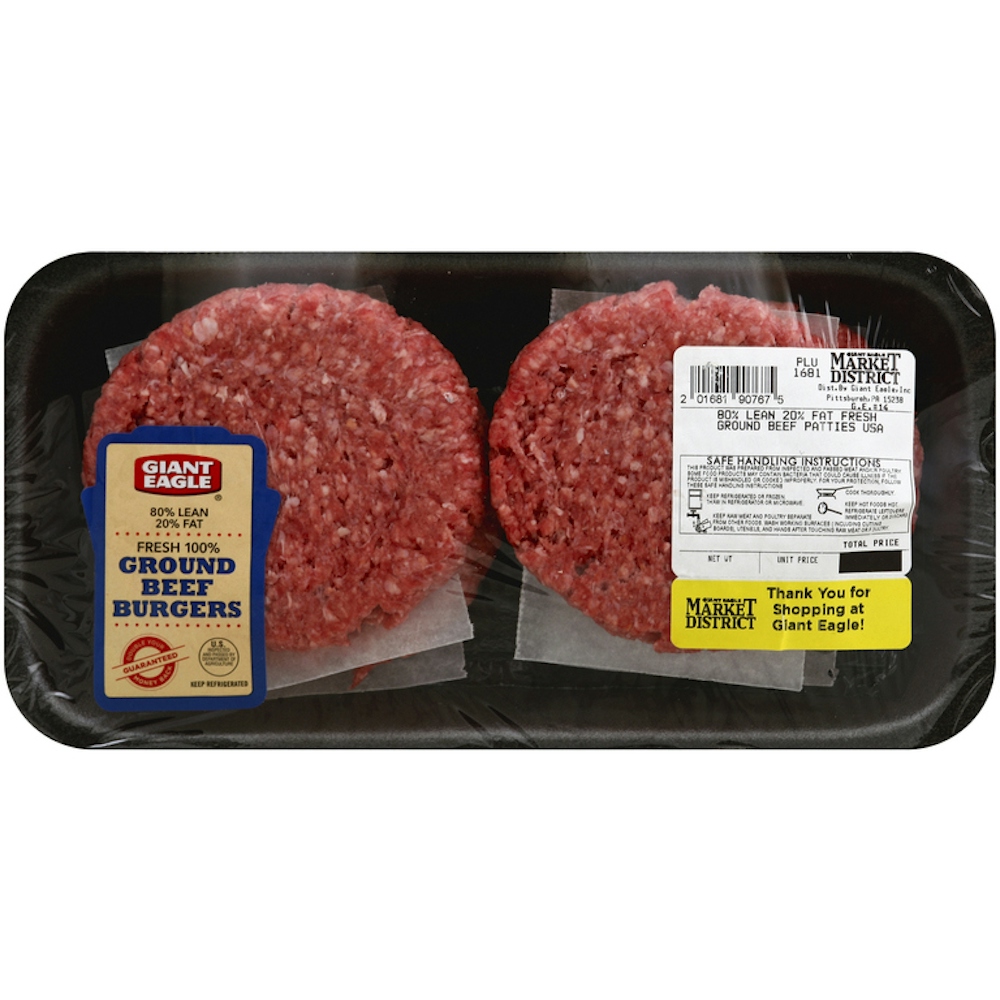 Burgers, Ground Beef, 80% Lean