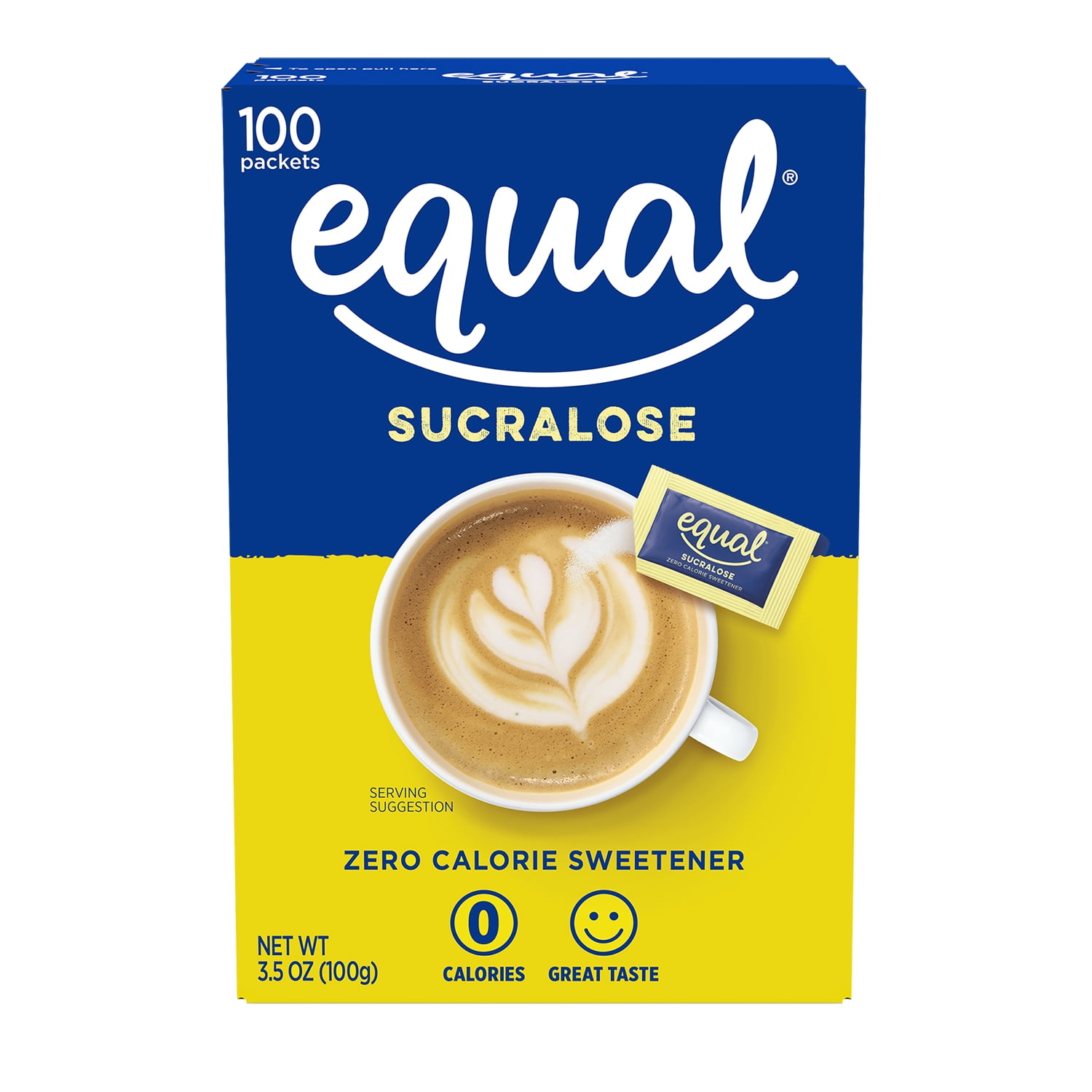 Equal Zero Calorie Sweetener, 0.035 Oz Packet, 100/Box, 12 Box/Carton
