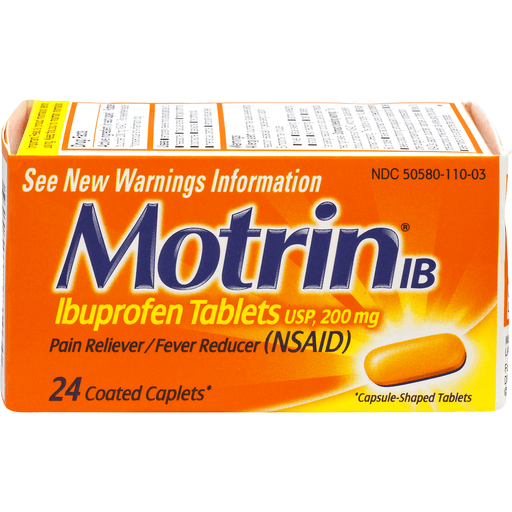 Motrin IB Ibuprofen Tablets Pain Reliever/Fever Reducer Coated Caplets