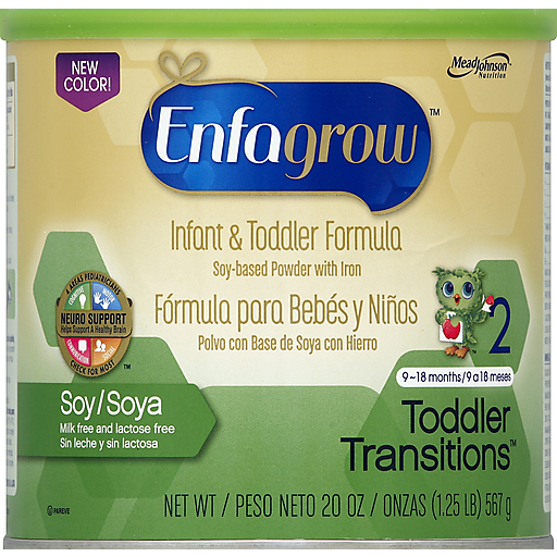 Enfagrow Infant & Toddler Formula, Soy Based Powder, With Iron, 2 (9 18 Months) 20 Oz