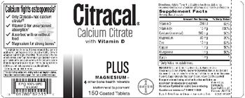 Bayer Citracal Calcium Citrate With Vitamin D
