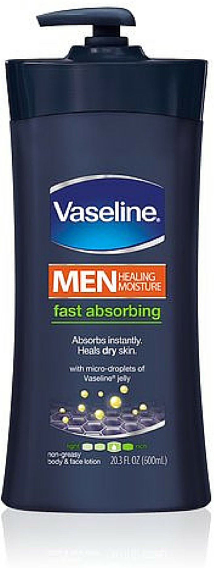 Vaseline Men Fast Absorbing 3 In 1 Body, Face & Hands Lotion, 20.3 Fl Oz