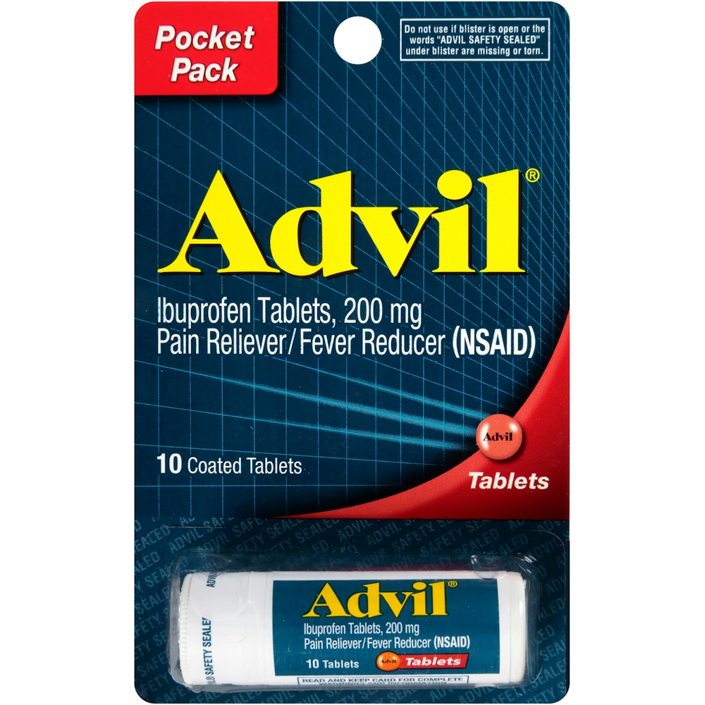 Advil Pain Reliever/Fever Reducer, Pocket Pack, 200 Mg, Coated Tablets
