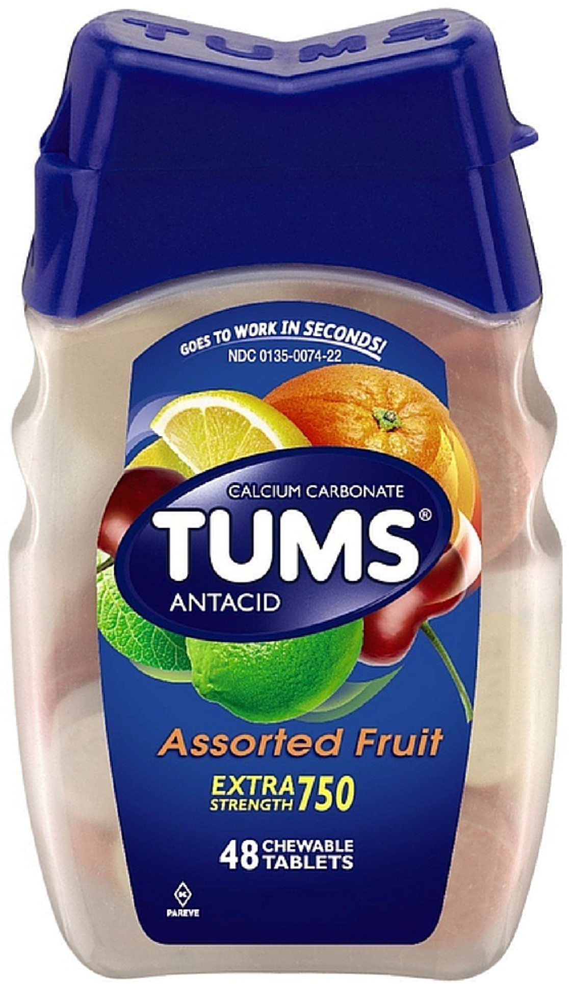 Tums Chewable Antacid Tablets For Extra Strength Heartburn Relief, Assorted Fruit Flavors