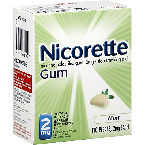 Nicorette Stop Smoking Aid, 2 Mg, Gum, Mint