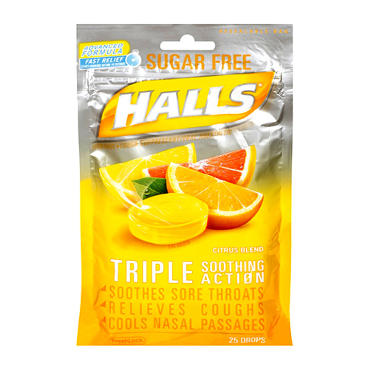 Halls Relief Sugar Free Citrus Blend Flavor Cough Drops