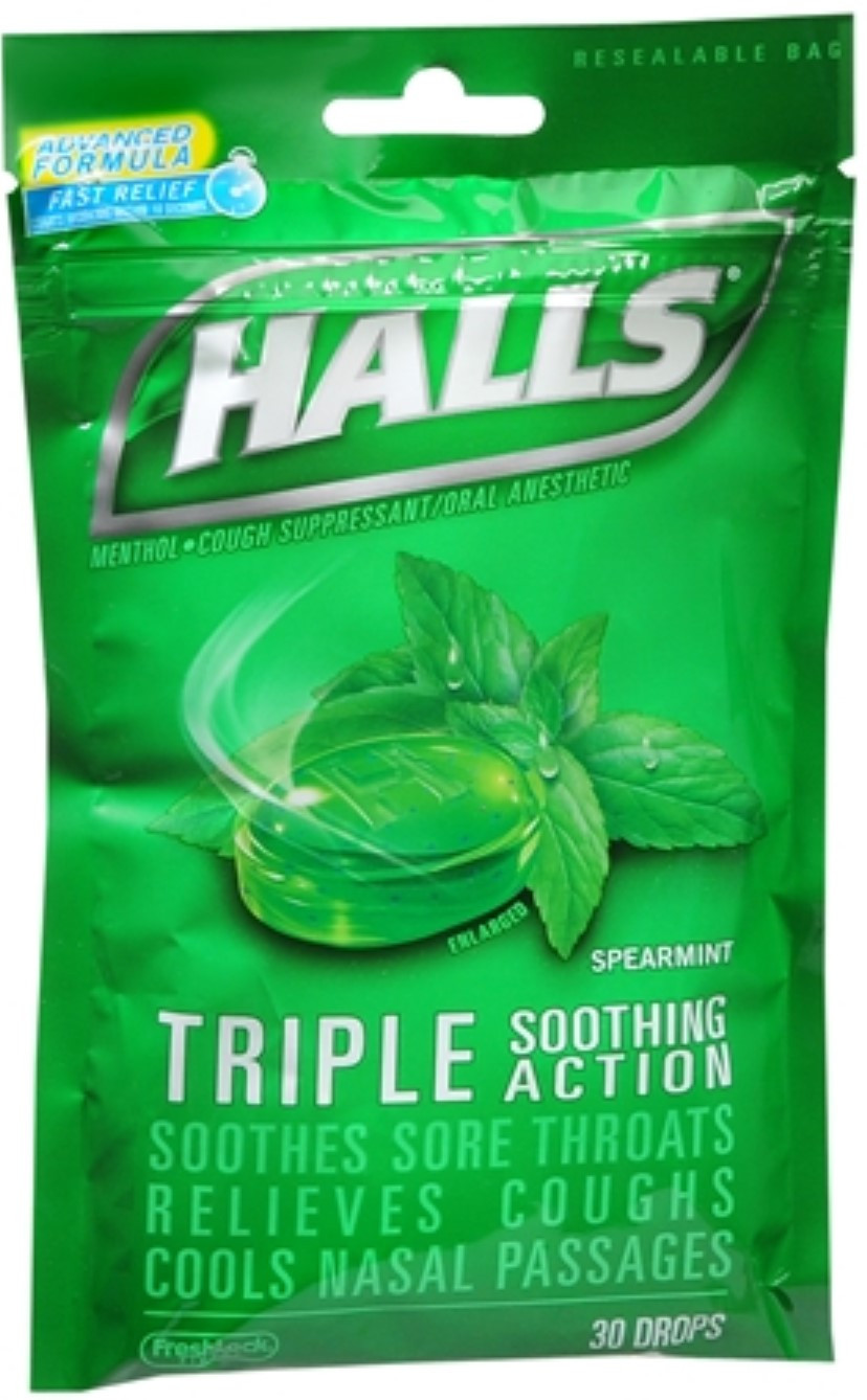 Halls Cough Suppressant/Oral Anesthetic, Menthol, Spearmint Flavor