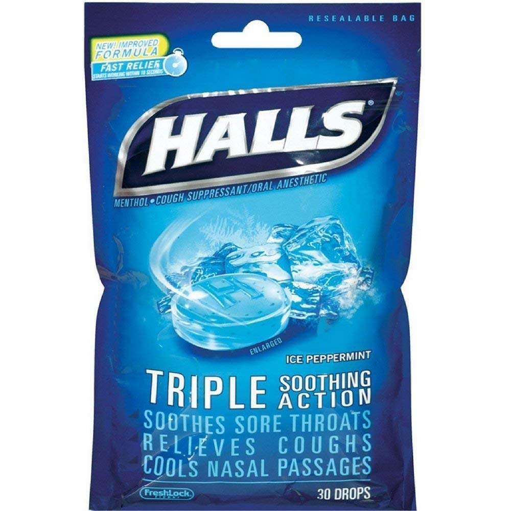 Halls Mentho-Lyptus Cough Suppressant Drops, Ice Peppermint