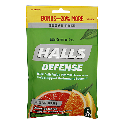 Halls Defense Sugar Free Assorted Citrus Cough Drops