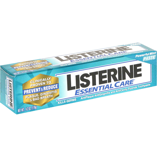 Listerine Essential Care AntiPlaque AntiGingivitis And AntiCavity Fluoride Toothpaste, Powerful Mint, Paste