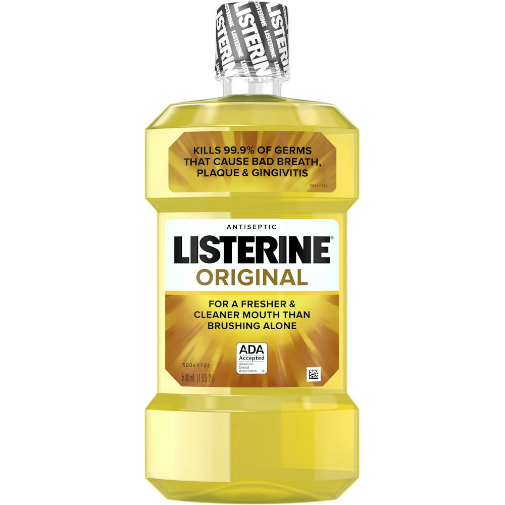 Listerine Original Oral Care Antiseptic Mouthwash With Germ-Killing Formula To Fight Bad Breath, Plaque And Gingivitis, 500 mL