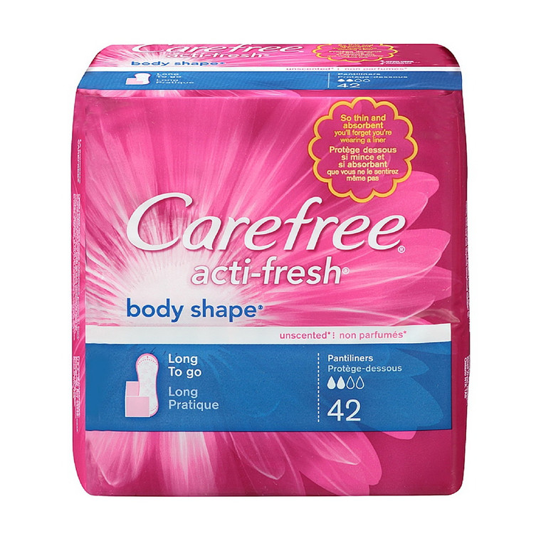 Carefree Acti-Fresh Body Shape Long To Go Unscented Pantiliners