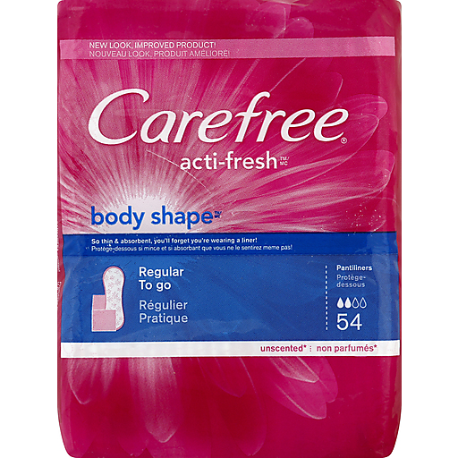 Carefree Pantiliners, Acti-Fresh, Body Shape, Regular To Go, Unscented