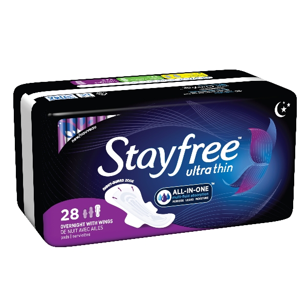 Stayfree Pads, Ultra Thin, Overnight With Wings