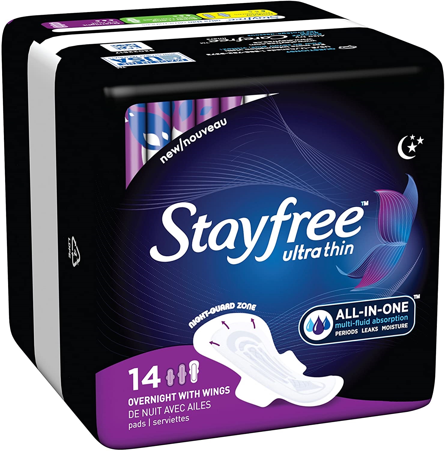 Stayfree Ultra Thin Pads, With Wings, Overnight