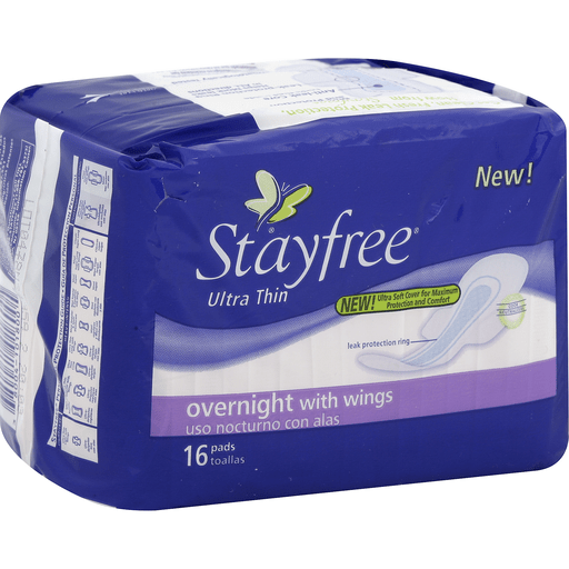 Stayfree Ultra Thin Pads, Overnight With Wings
