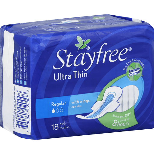 Stayfree Pads, Ultra Thin, Regular, With Wings