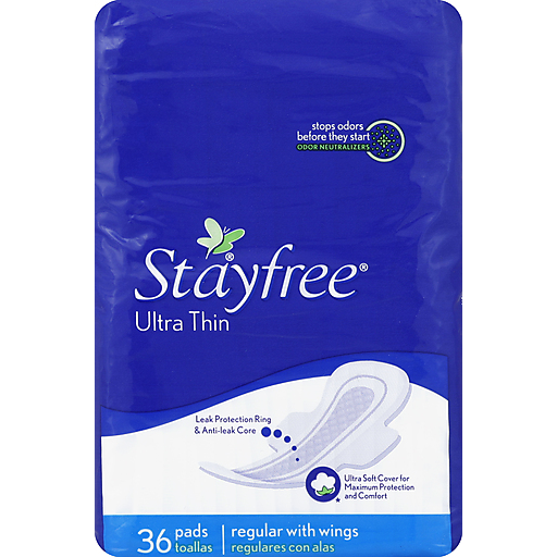 Stayfree Pads, Ultra Thin, Regular, With Wings