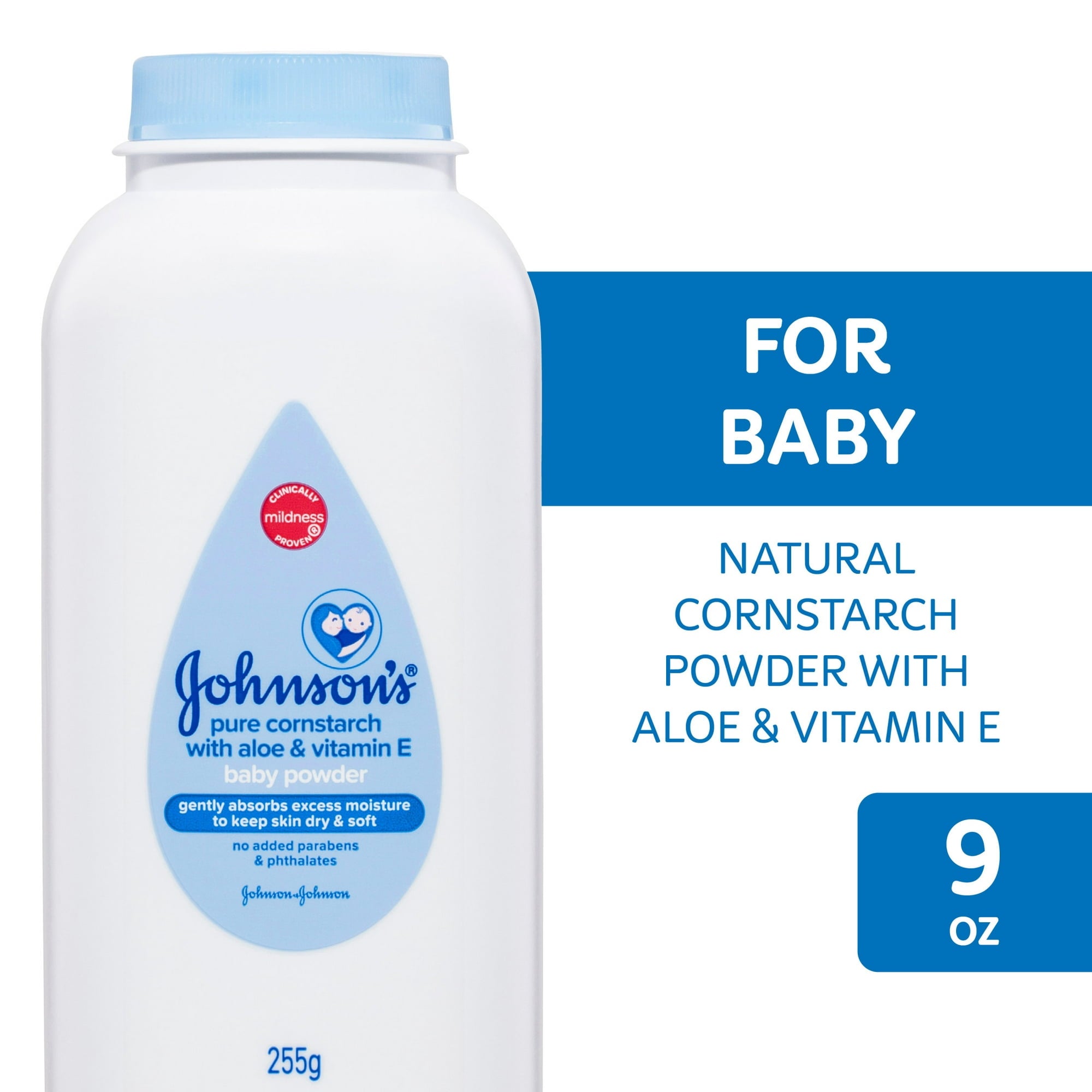 Johnson's Baby Powder, Pure Cornstarch With Soothing Aloe & Vitamin E 9 Oz