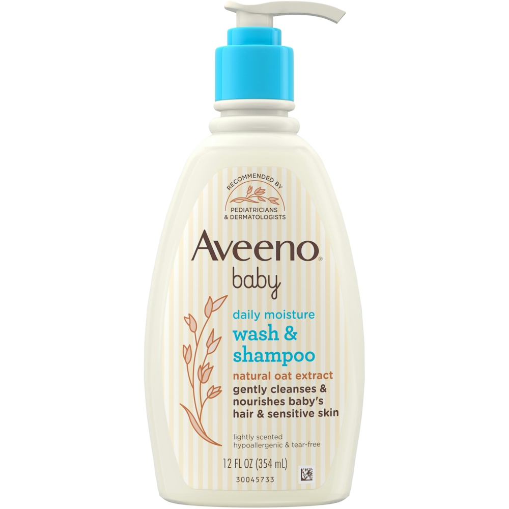 Aveeno Baby Daily Moisture Body Wash & Shampoo, Oat Extract, 12 Fl Oz