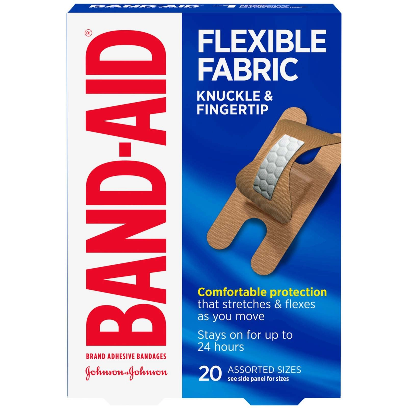 Band-Aid Brand Flexible Fabric Knuckle & Fingertip Assorted Sizes Adhesive Bandages