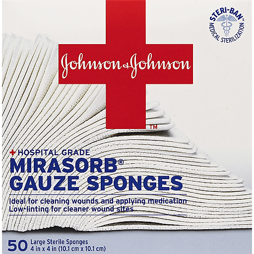 Johnson & Johnson Gauze Sponges, Mirasorb, Hospital Grade, Large