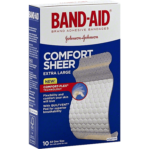 Band-Aid Brand Adhesive Bandages, Comfort Sheer, Extra Large, All One Size