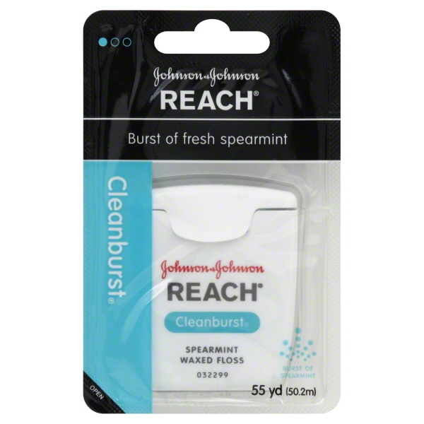 Reach Clean Burst Dental Floss, Waxed, Cleanburst, 55 Yard