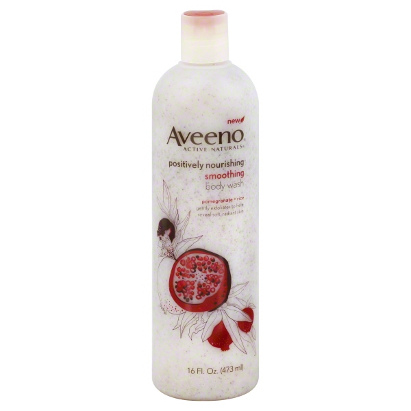 Aveeno Active Naturals Positively Nourishing Body Wash, Smoothing, Pomegranate + Rice