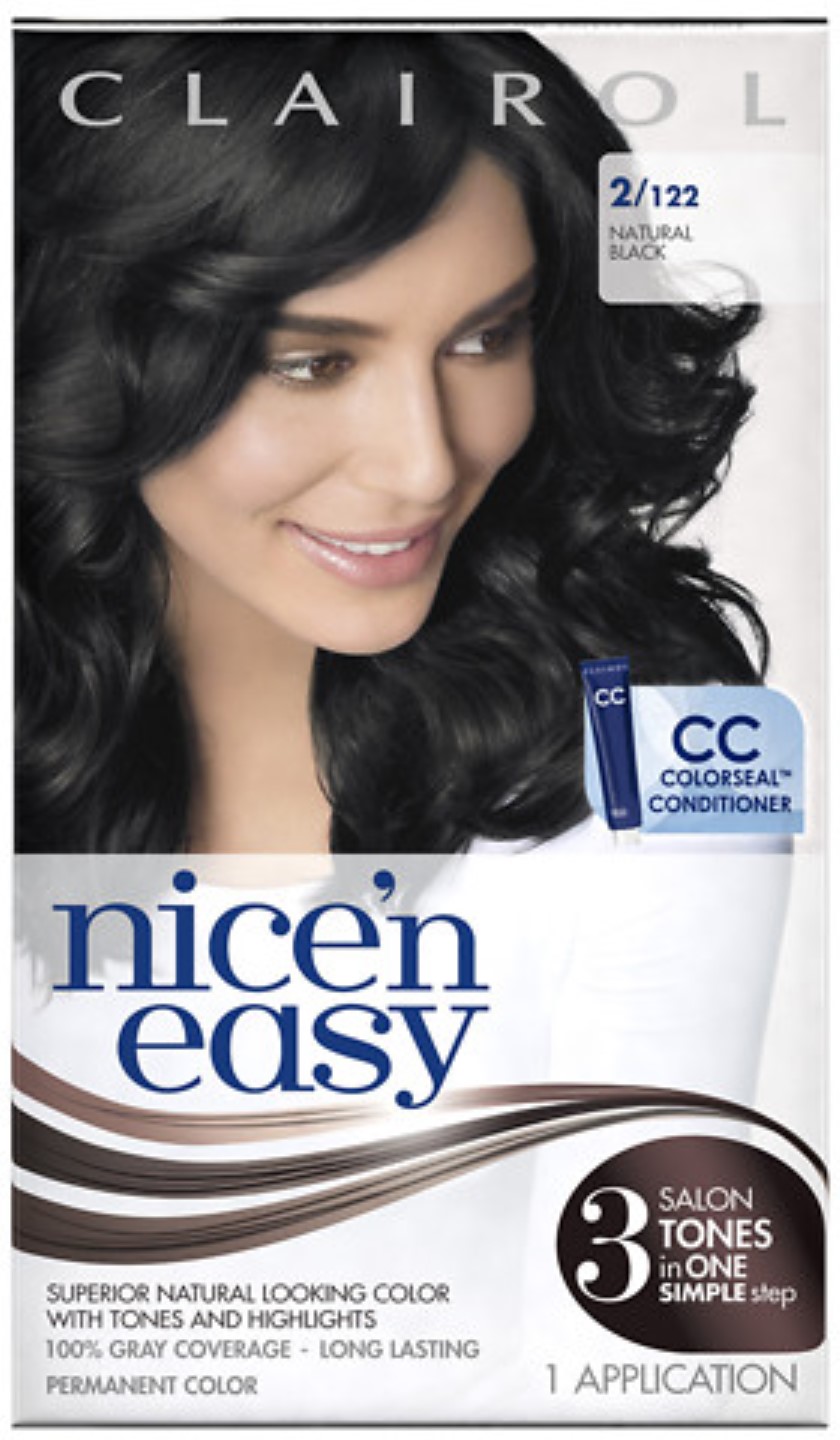 Nice N Easy Clairol 'n 2/122 Natural Black, Permanent Hair Color, 1 Kit