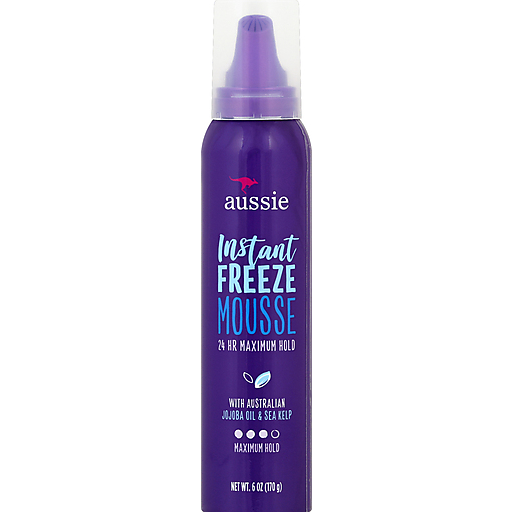 Aussie Instant Freeze Mousse, 24 Hour Maximum Hold, 6 Oz