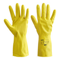 Cordova Safety Products Latex Rubber Yellow 12" 17 Mil Gloves With Flock Lining - Small - Pair