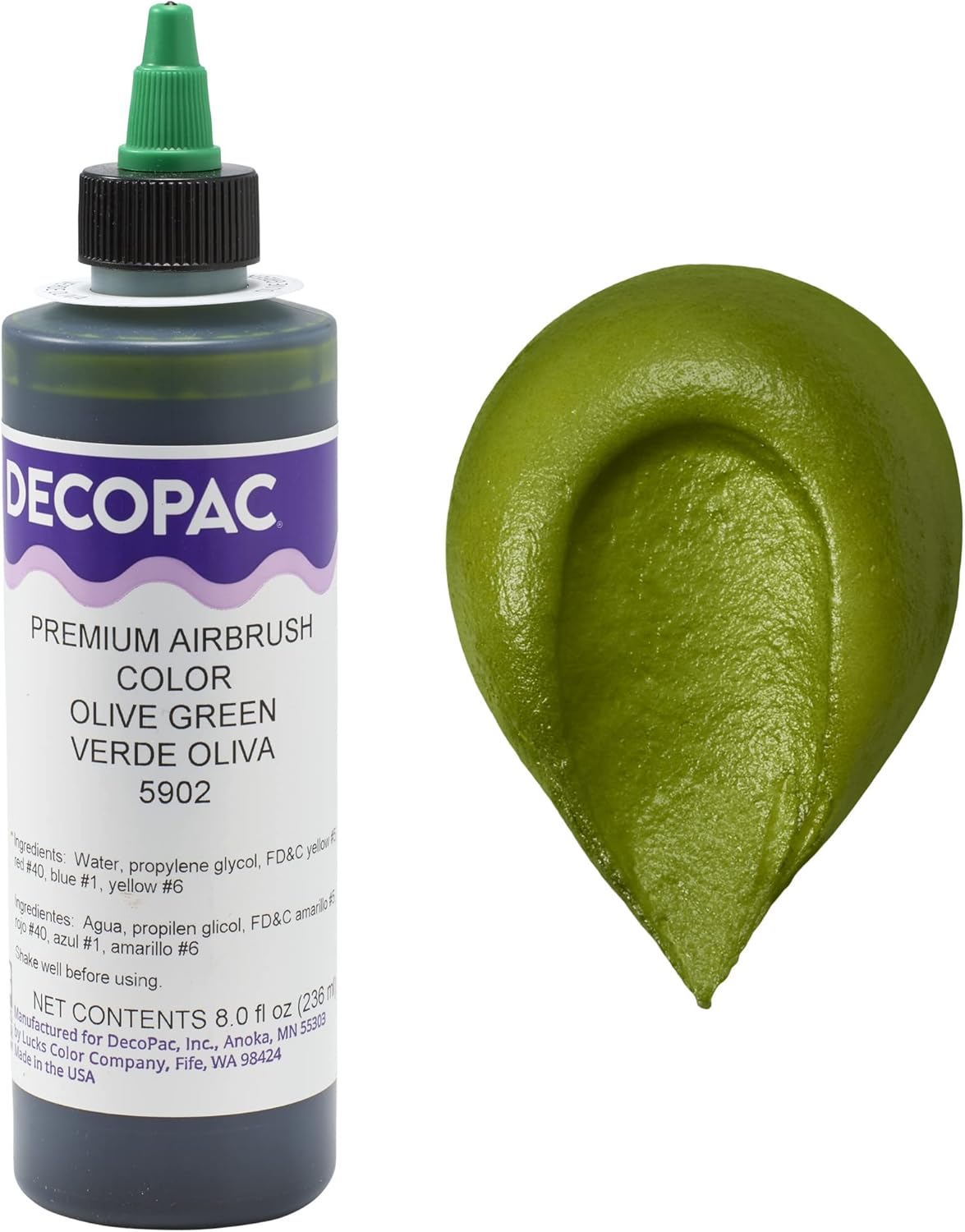DecoPac Premium Airbrush Color, Olive Green, 8 Oz