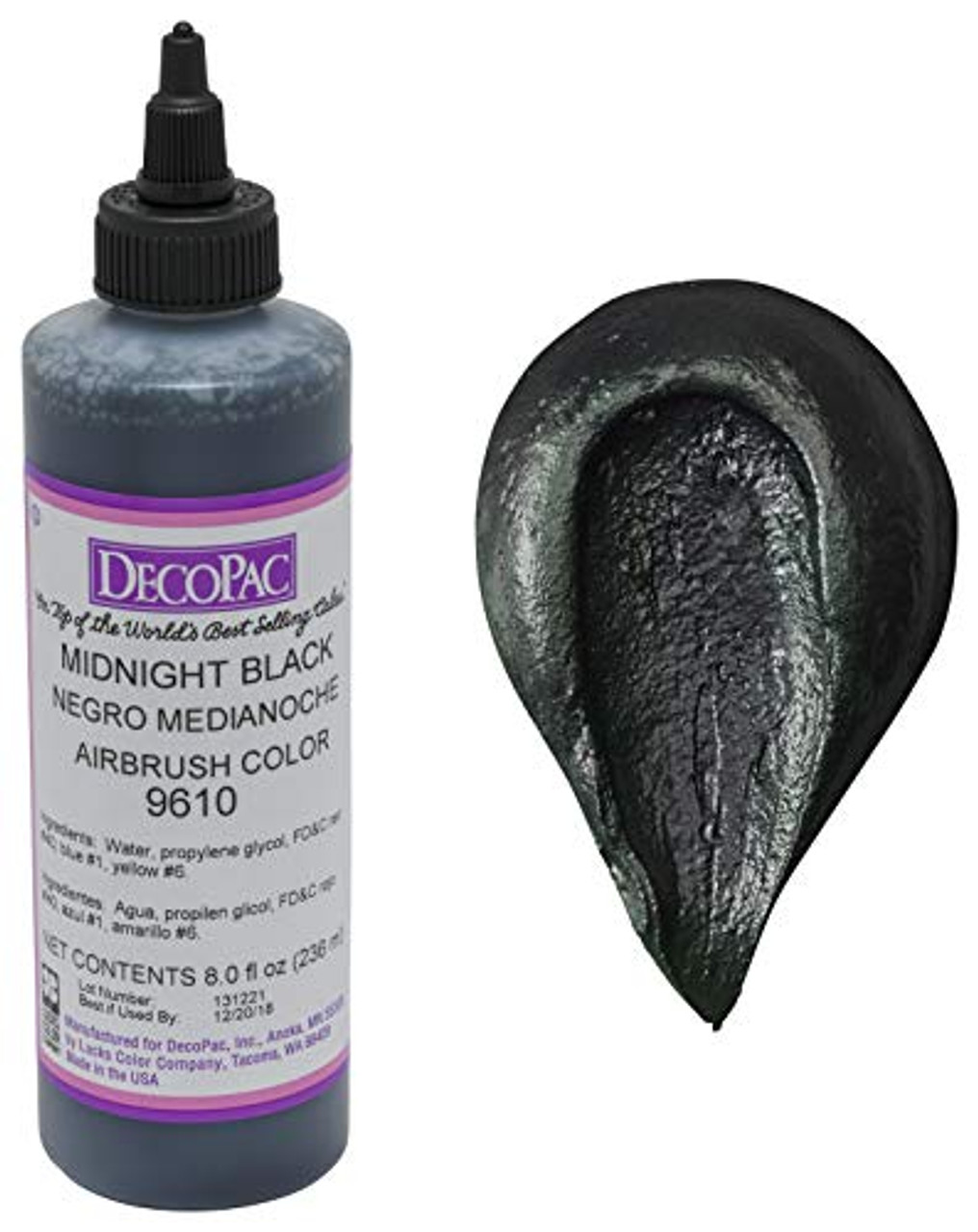DecoPac Midnight Black Airbrush Color 8 Oz