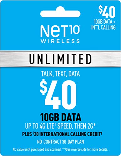 Net10 Wireless Unlimited Talk Text $40 Gift Card