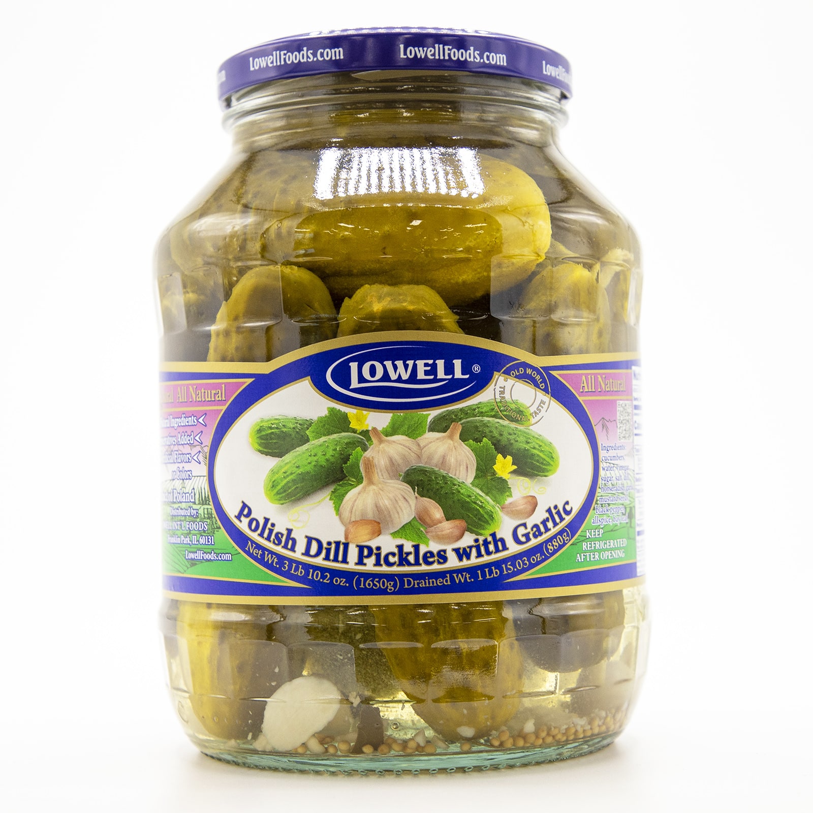 Lowell Polish Pickles W. Garlic 1650g