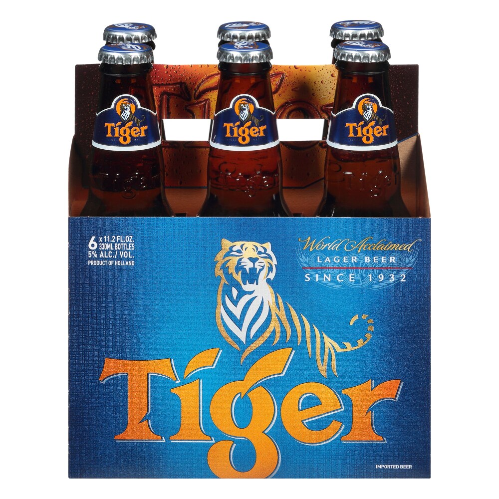 Tiger Lager Beer, 6 Pack, 11.2 Fl Oz Bottles