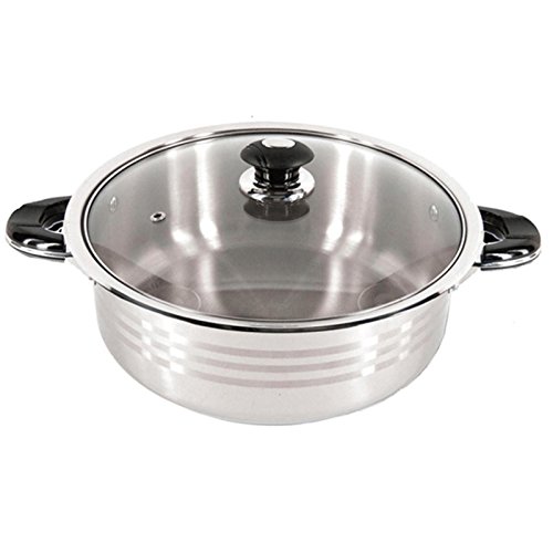 Better Chef Super X 10-Quart Heavy-Gauge Stainless Steel Shallow Pot With Glass Lid