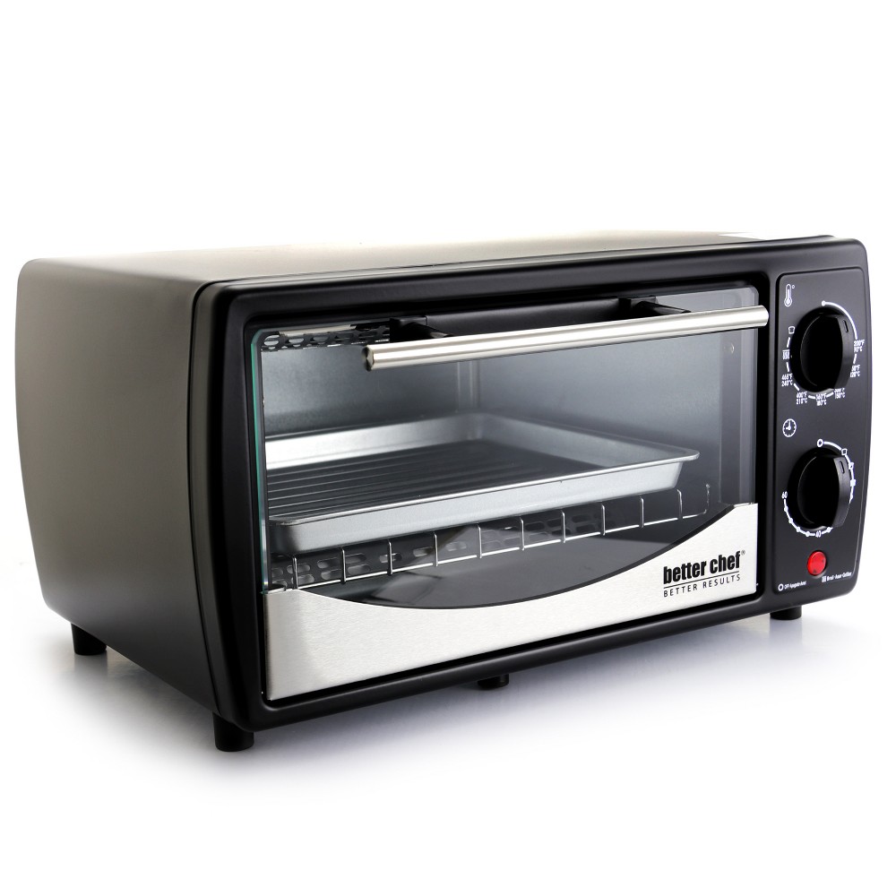 Better Chef 9 Liter Toaster Oven Broiler In Black With Stainless Stell Front
