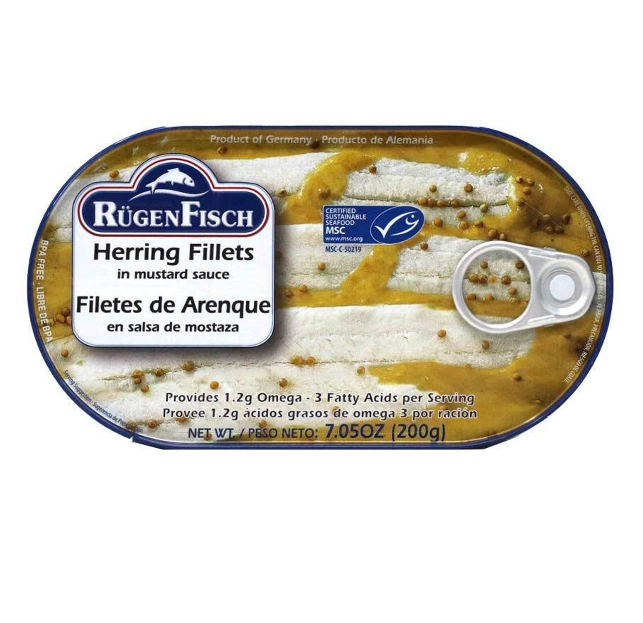 Rugen Fisch Herring Fillets, In Mustard Sauce 7.05 Oz