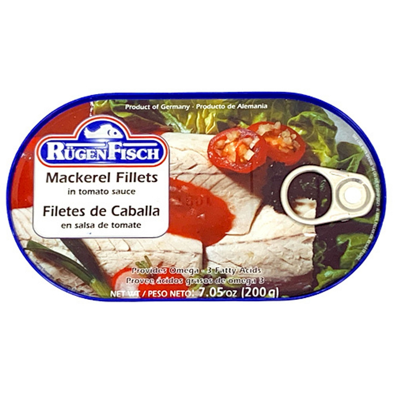 Rugenfisch Rugen Fisch Mackerel Fillets In Tomato Sauce 200g/7.05oz