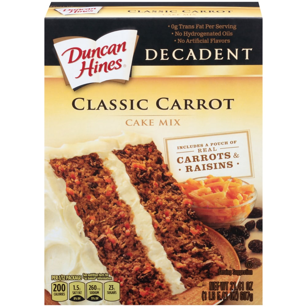 Duncan Hines Decadent Classic Carrot Cake Mix, 21.41 Oz Box