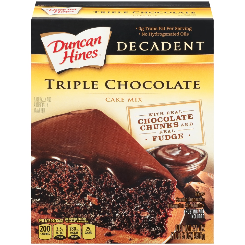 Duncan Hines Decadent Triple Chocolate Cake Mix, 21 Oz Box
