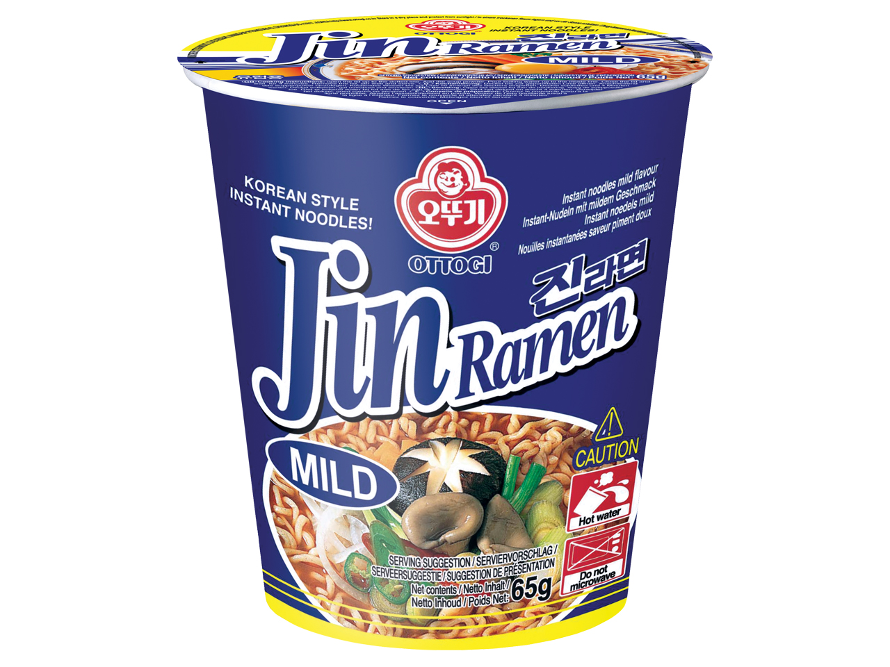 Ottogi Jin Ramen Mild Cup Noodle - Korean Style Instant, 65 G