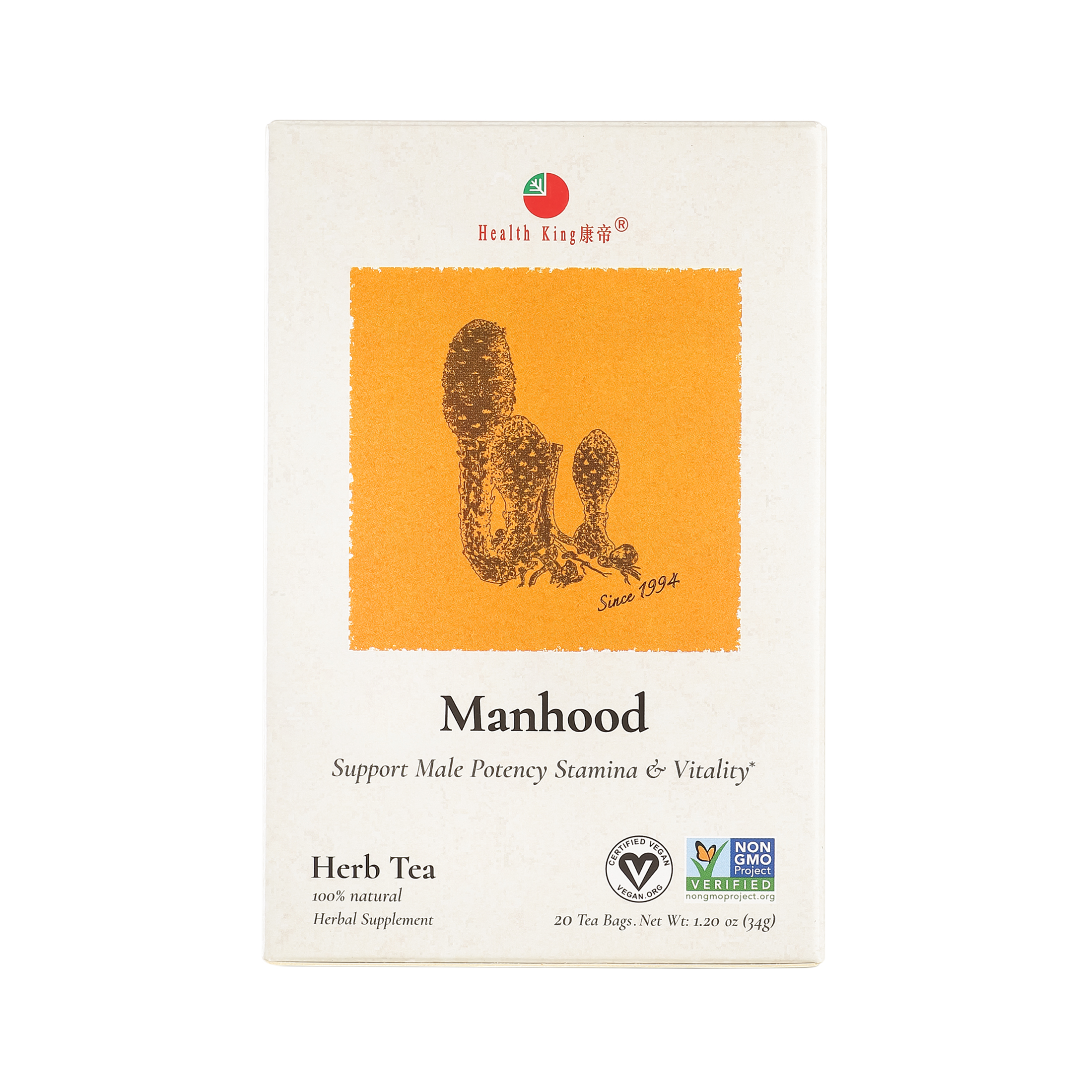 Health King Medicinal Teas Manhood Herb Tea - 1 Box/20 Bags