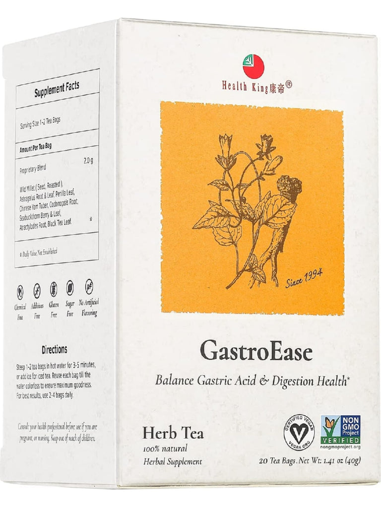 Health King Gastroease Herb Tea - 20 Bags, (Health Herbs)