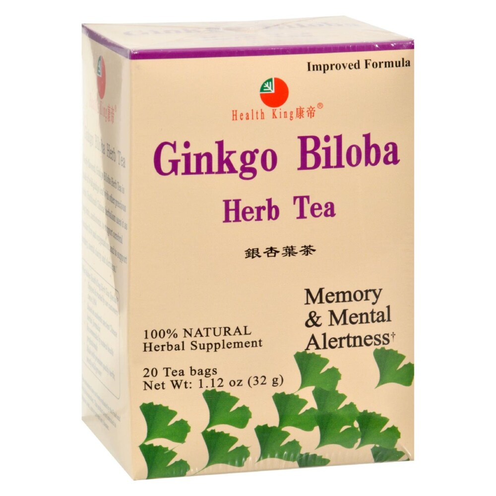Health King Ginkgo Biloba Herb Tea, Teabags, 20 Count Box