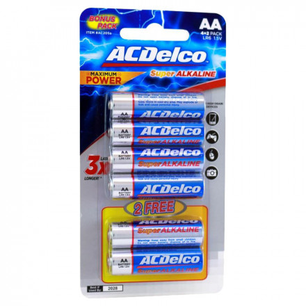 [object Object] AC Delco Alkaline Blister Card AA 8+4 Batteries
