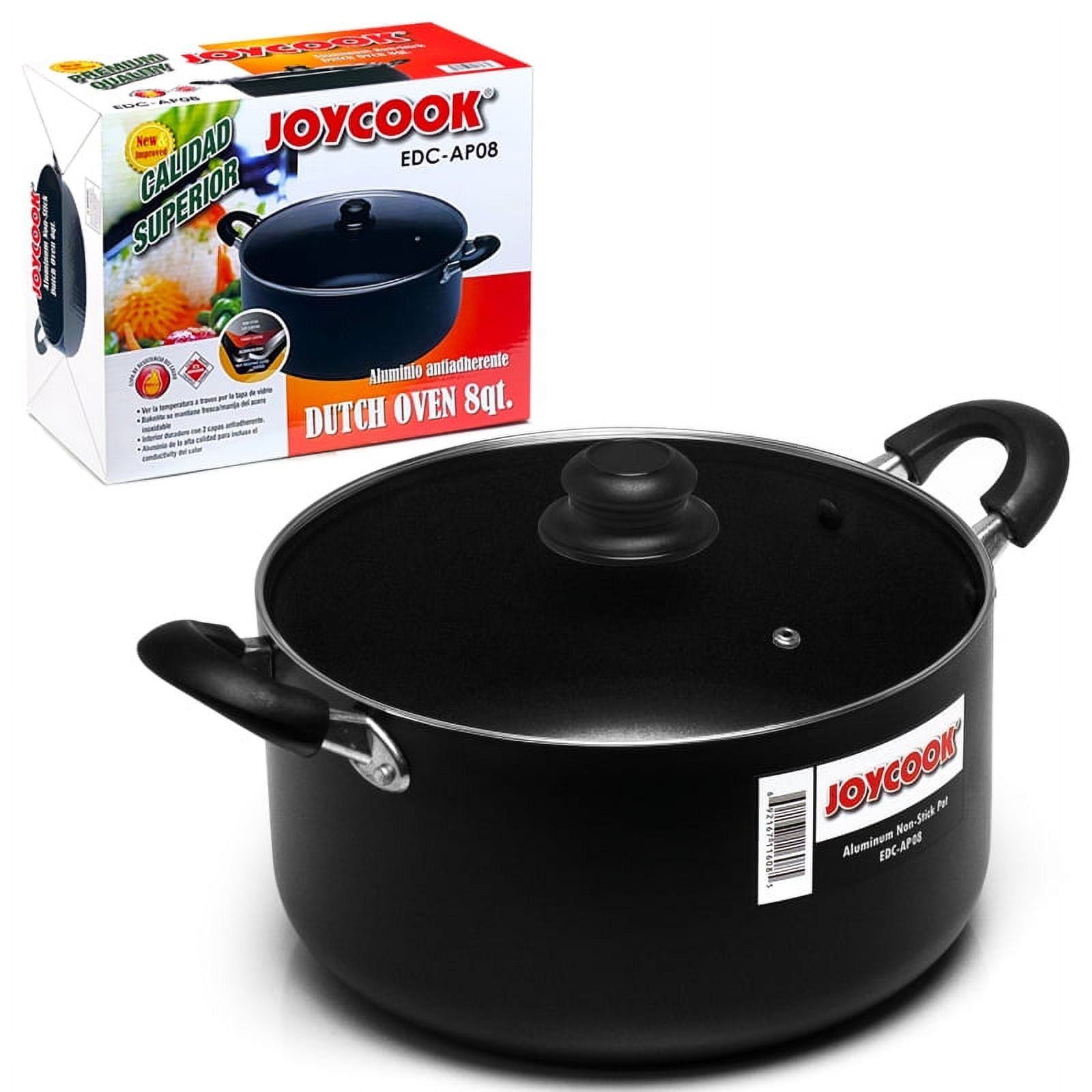 Joycook Aluminum Non-Stick Dutch Oven 8QT Black